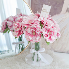โหลดรูปภาพลงในเครื่องมือใช้ดูของ Gallery แจกันดอกไม้ประดิษฐ์ ดอกไม้ตกแต่งบ้าน แจกันดอกไม้ทรงสูง - Dark Pink Peony Bloom
