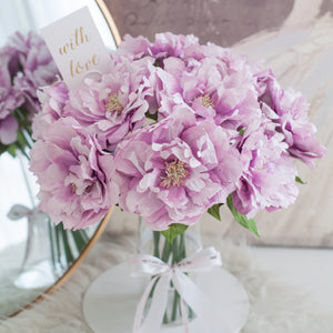 ดอกไม้แต่งบ้าน แจกันดอกไม้ประดิษฐ์ ดอกโบตั๋นบาน - Magenta Peony Bloom Marseille Vase