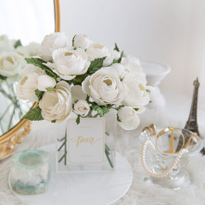 เซ็ตดอกไม้ประดับตกแต่งพร้อมแจกัน ดอกกุหลาบราชินี - White Queen Rose Paris Vase