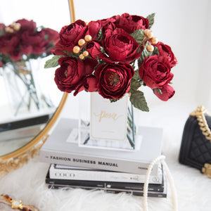 เซ็ตดอกไม้ประดับตกแต่งพร้อมแจกัน ดอกกุหลาบราชินี - Deep Red Queen Rose Paris Vase