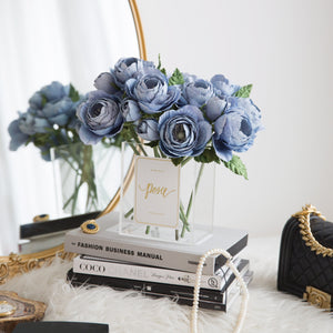 เซ็ตดอกไม้ประดับตกแต่งพร้อมแจกัน ดอกกุหลาบราชินี - Blue Queen Rose Paris Vase