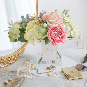 เซ็ตดอกไม้ประดับตกแต่งพร้อมแจกัน โทนสีโอลโรสด์ - Green&Old Rose Paris Vase