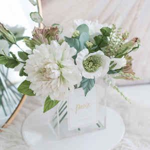 แจกันดอกไม้ประดิษฐ์ กล่องดอกไม้ตกแต่งบ้าน - White and Green Paris Vase