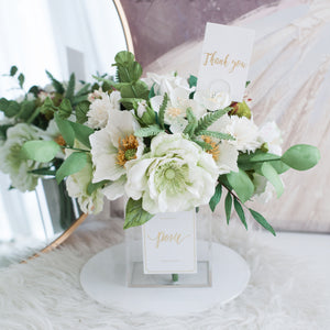 แจกันดอกไม้ประดิษฐ์ กล่องดอกไม้ตกแต่งบ้าน - White and Wild Green Paris Vase