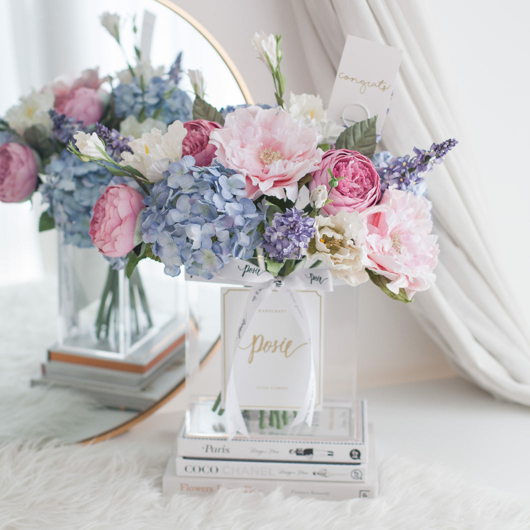 ดอกไม้แต่งบ้าน แจกันดอกไม้ประดิษฐ์ โทนสีชมพูฟ้าพาสเทล - Pastel Pink & Blue XL Paris Vase