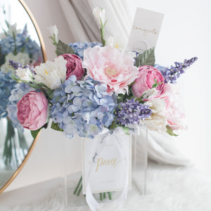 ดอกไม้แต่งบ้าน แจกันดอกไม้ประดิษฐ์ โทนสีชมพูฟ้าพาสเทล - Pastel Pink & Blue XL Paris Vase