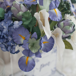 ดอกไม้แต่งบ้าน แจกันดอกไม้ประดิษฐ์ โทนสีน้ำเงินดอกไอริส - Navy Knights XL Paris Vase