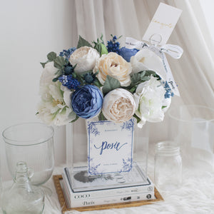 ดอกไม้แต่งบ้าน แจกันดอกไม้ประดิษฐ์ โทนสีขาวน้ำเงิน - White & Deep Blue XL Paris Vase