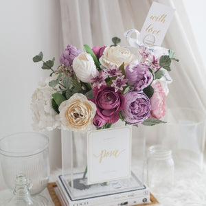 ดอกไม้แต่งบ้าน แจกันดอกไม้ประดิษฐ์ โทนสีม่วงลาเวนเดอร์ - Lavender Purple XL Paris Vase
