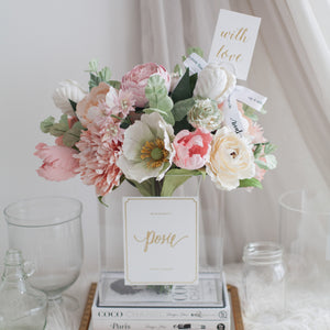ดอกไม้แต่งบ้าน แจกันดอกไม้ประดิษฐ์ โทนสีชมพูพีช - Light Pink & Peach XL Paris Vase