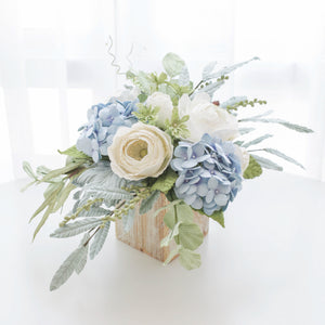 กระปุกไม้สไตล์วินเทจตกแต่งดอกไม้ประดิษฐ์ Vintage Wooden Flower Pot - My Baby Blue