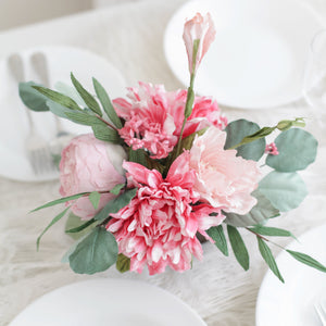 กระปุกไม้สไตล์วินเทจตกแต่งดอกไม้ประดิษฐ์ Vintage Wooden Flower Pot - Hot Pink Peony