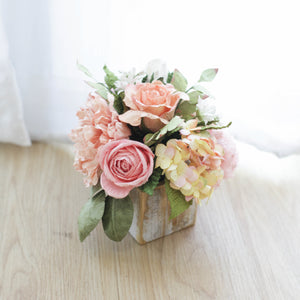 กระปุกไม้สไตล์วินเทจตกแต่งดอกไม้ประดิษฐ์ Vintage Wooden Flower Pot - Peach Old Rose