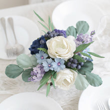 โหลดรูปภาพลงในเครื่องมือใช้ดูของ Gallery กระปุกไม้สไตล์วินเทจตกแต่งดอกไม้ประดิษฐ์ Vintage Wooden Flower Pot - White Purple and Deep Blue
