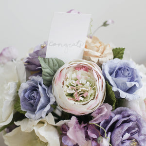 แจกันไม้สนประดับดอกไม้ดอกไม้ประดิษฐ์ Handmade Flower Vase - Violet Purple