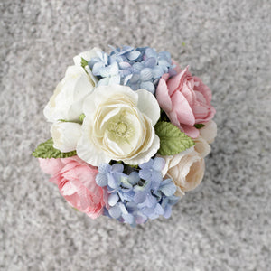 กระปุกไม้สนดอกไม้ประดิษฐ์ตกแต่งโต๊ะทำงาน Working Table Flower Pot - Pastel Pink&Blue