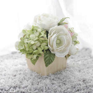 กระปุกไม้สนดอกไม้ประดิษฐ์ตกแต่งโต๊ะทำงาน Working Table Flower Pot - Pure White